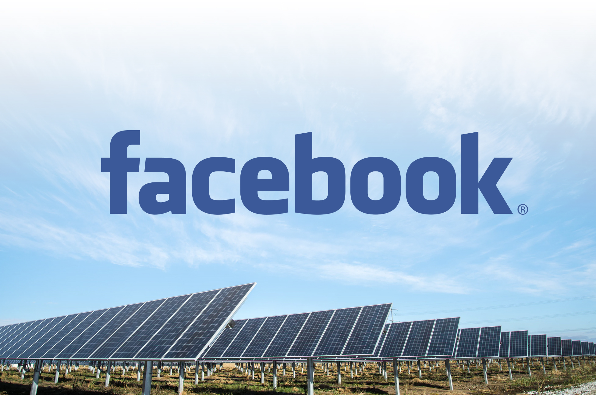 photo of solar panels with facebook logo superimposed